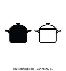 cooking pot food icon vector design concept silhouette and outline template