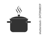 Cooking pot graphic icon. Pot sign isolated on white background. Kitchenware symbol. Vector illustration