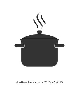 Cooking pot graphic icon. Pot sign isolated on white background. Kitchenware symbol. Vector illustration