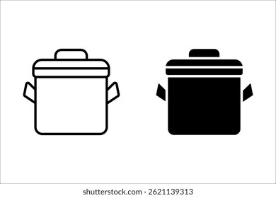 Cooking pot graphic icon. Pot sign isolated on white background. Kitchenware symbol. 