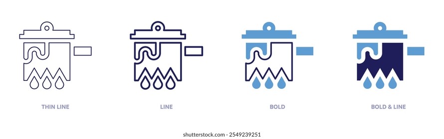 Cooking pot icon in 4 different styles. Thin Line, Line, Bold, and Bold Line. Duotone style. Editable stroke.