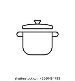 Cooking pot icon Black and white logo