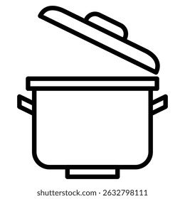 Cooking pot Icon Black and white outline vector