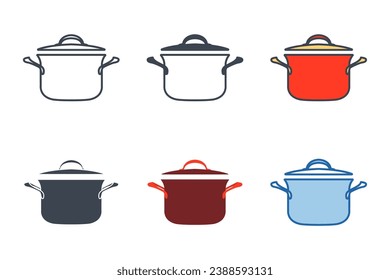cooking pot icon collection with different styles. Saucepan icon symbol vector illustration isolated on white background
