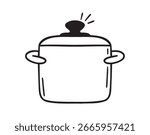 cooking pot icon doodle hand drawn. Outline drawing cooking pot line clipart symbol. Vector illustration