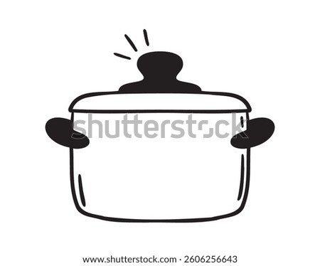 cooking pot icon doodle hand drawn. Outline drawing cooking pot line clipart symbol. Vector illustration