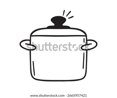 cooking pot icon doodle hand drawn. Outline drawing cooking pot line clipart symbol. Vector illustration