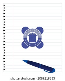 Kochtöpfe Ikone ziehen mit Fülleffekt. Blaue Tinte. Vektorgrafik. Detaillierte Angaben. 