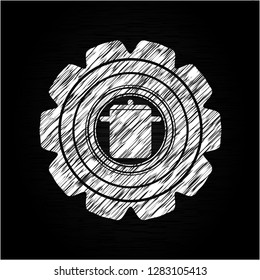 cooking pot icon drawn on blackboard