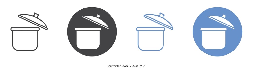 Cooking pot icon flat line symbol set.