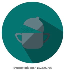 Cooking pot icon flat utensil