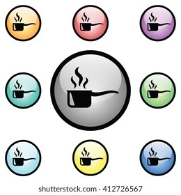 Cooking Pot Icon Glass Button Icon Set