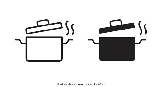 Ilustração de ícone de panela de cozinha, vetor de linha fina, sinal de design da web,