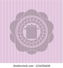 cooking pot icon inside badge with pink background