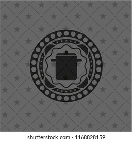 cooking pot icon inside black emblem