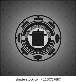 cooking pot icon inside black emblem