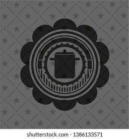 cooking pot icon inside black emblem. Vintage.