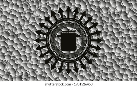 ícono de olla de cocina dentro del emblema negro con fondo de burbujas. Vintage. Ilustración vectorial. Detallado.