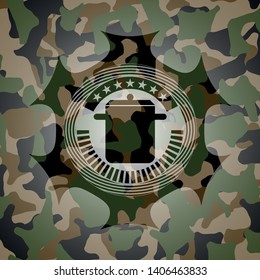 cooking pot icon inside camo emblem