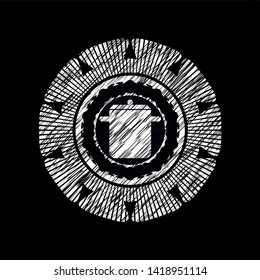 cooking pot icon inside chalk emblem