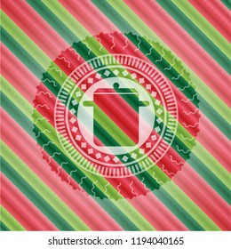 cooking pot icon inside christmas emblem.