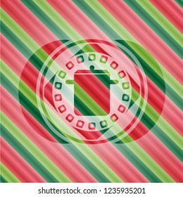cooking pot icon inside christmas style badge..