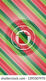 cooking pot icon inside christmas colors style badge.