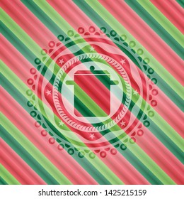 cooking pot icon inside christmas emblem background.