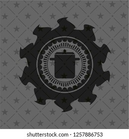cooking pot icon inside dark emblem