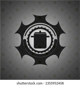 cooking pot icon inside dark emblem. Retro