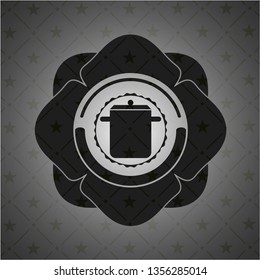 cooking pot icon inside dark badge or emblem