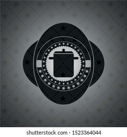 cooking pot icon inside dark emblem