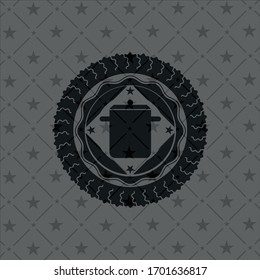 cooking pot icon inside dark emblem