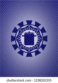 cooking pot icon inside emblem with jean high quality background