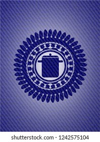cooking pot icon inside emblem with denim high quality background