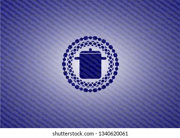 cooking pot icon inside emblem with jean high quality background