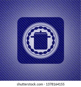 cooking pot icon inside emblem with jean high quality background