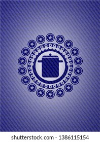 cooking pot icon inside emblem with jean texture