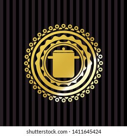 cooking pot icon inside gold emblem