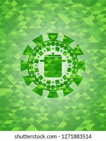 cooking pot icon inside green mosaic emblem