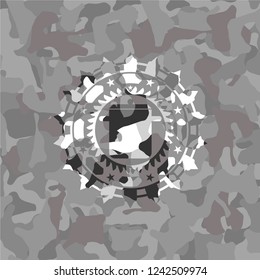 cooking pot icon inside grey camo texture