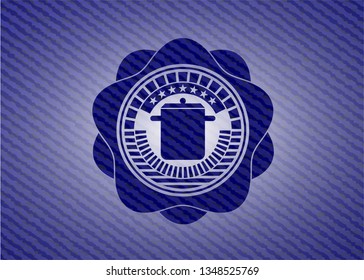cooking pot icon inside jean background