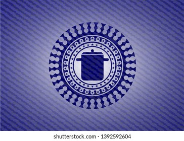 cooking pot icon inside jean background