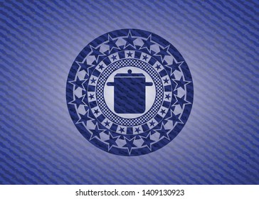 cooking pot icon inside jean background