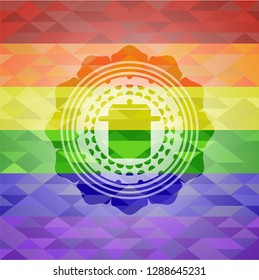 cooking pot icon inside lgbt colors emblem 