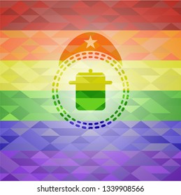 cooking pot icon inside lgbt colors emblem 