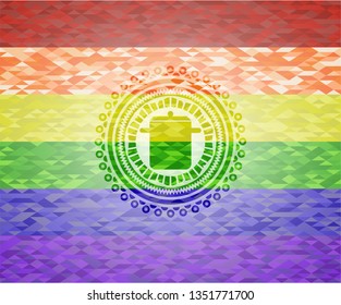 cooking pot icon inside lgbt colors emblem 