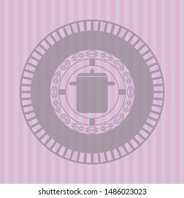 cooking pot icon inside pink icon or emblem
