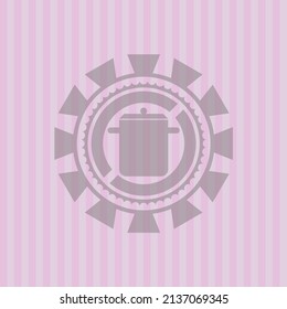cooking pot icon inside pink emblem. Concept design. 