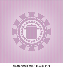 cooking pot icon inside realistic pink emblem